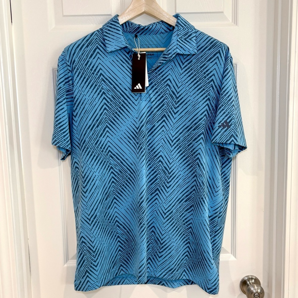 Adidas Ultra 365 Performance All Over Print Chevron Polo Golf Shirt Men L  NWT - Picture 5 of 16